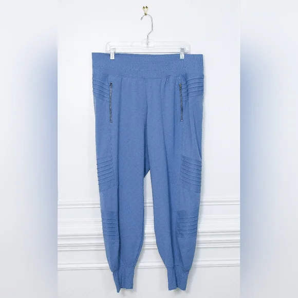 Athleta Venice High Rise Moto Joggers Cottage Blue Zip Pockets Sz 1X Athleisure - Picture 4 of 12